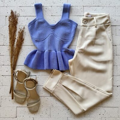 CROPPED REGATA MODAL PEPLUM DETALHADO AZUL