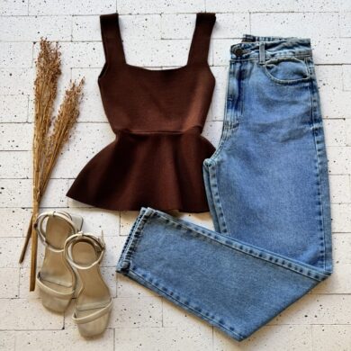 REGATA MODAL PEPLUM BÁSIC MARROM