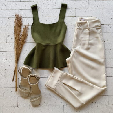 REGATA MODAL PEPLUM BÁSIC VERDE OLIVA