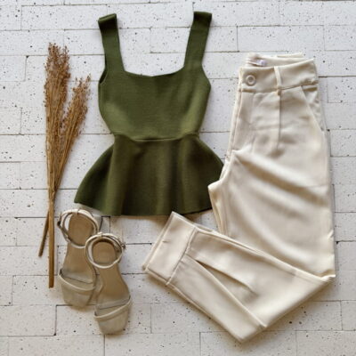 REGATA MODAL PEPLUM BÁSIC VERDE OLIVA