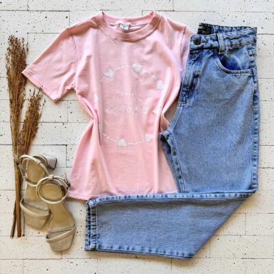 T-SHIRT ALGODÃO ESTAMPA YOU ARE BEAUTIFUL ROSÊ