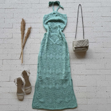 Dondoca_com_br Vestido Trico Longuete Com Fenda E Abertura Na Cintura Menta