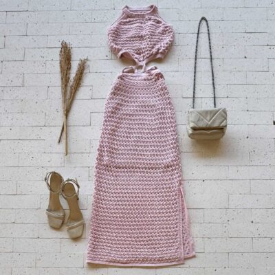 Dondoca_com_br Vestido Trico Midi Detalhado Com Abertura Na Cintura Rose