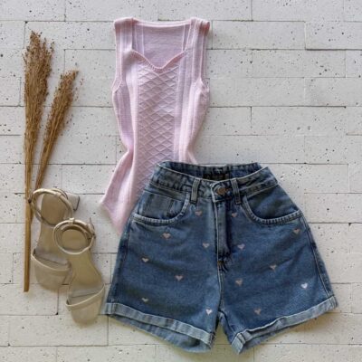 BODY MODAL DECOTE PRINCESA DETALHE TRAMA FRONTAL ROSA CLARO