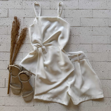 Dondoca_com_br Conjunto Alfaiataria Regata Assimetrica Nozinho E Short Off