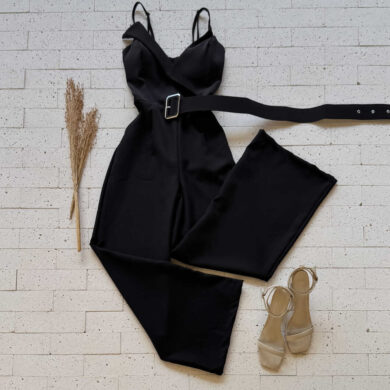 Dondoca_com_br Macacao Alfaiataria Decote V E Cinto Preto