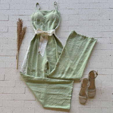 MACACÃO MARRANT DETALHE LISTRA E AMARRAÇÃO VERDE