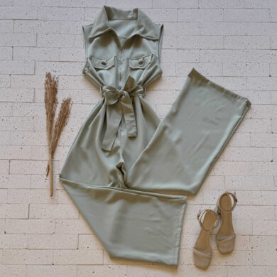 Dondoca_com_br Macacao Pantalona Detalhe Ziper Verde