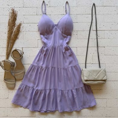 Dondoca_com_br Vestido Alcinha Rodado Basic Lavanda