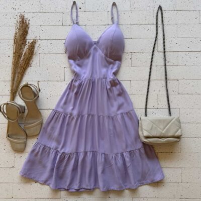 Dondoca_com_br Vestido Alcinha Rodado Basic Lavanda