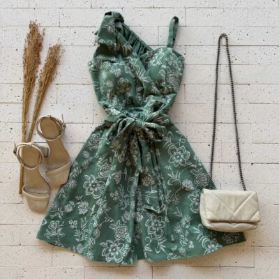 Dondoca_com_br Vestido Bordado Laco No Ombro E Amarracao Fixa Verde 2