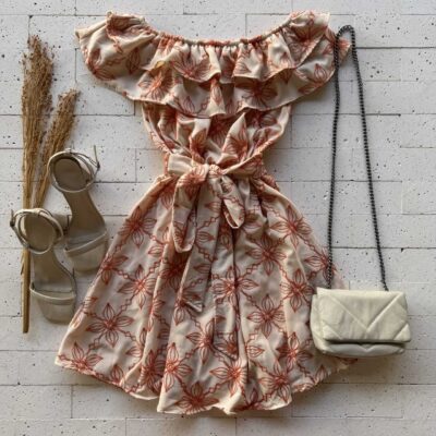 Dondoca_com_br Vestido Ciganinha Bordado Com Amarracao Fixa Bege 2