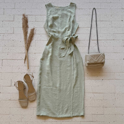 Dondoca_com_br Vestido Midi Detalhe Amarracao Lateral Verde