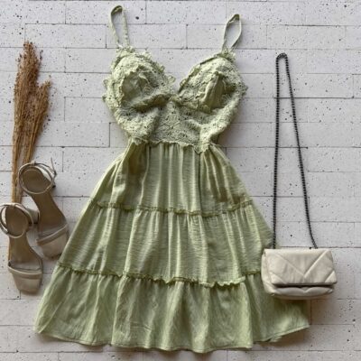 Dondoca_com_br Vestido Tres Marias Detalhe Gripier Frontal Verde