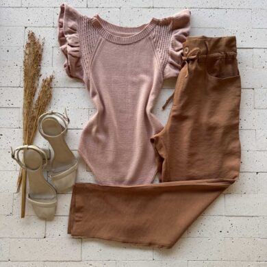 Dondoca_com_br Body Modal Leve Detalhe Manga Babados Rose