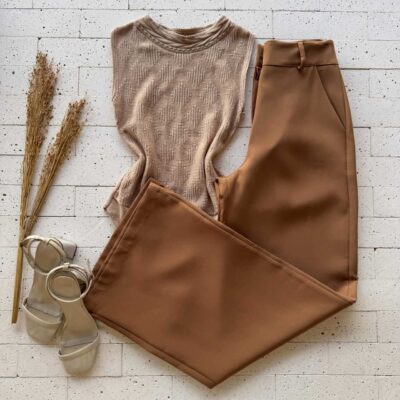 Dondoca_com_br Body Modal Leve Quadrados Detalhados Bege