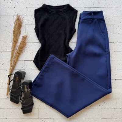 Dondoca_com_br Body Modal Leve Quadrados Detalhados Preto