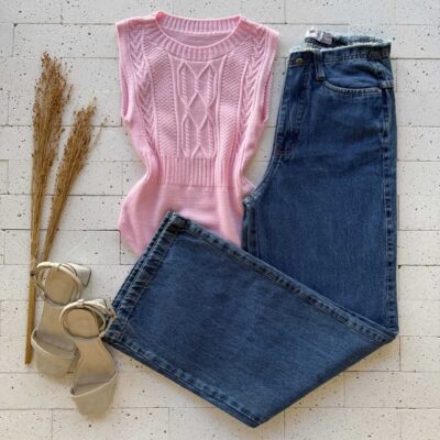 Dondoca_com_br Body Modal Leve Trama Frontal Rosa