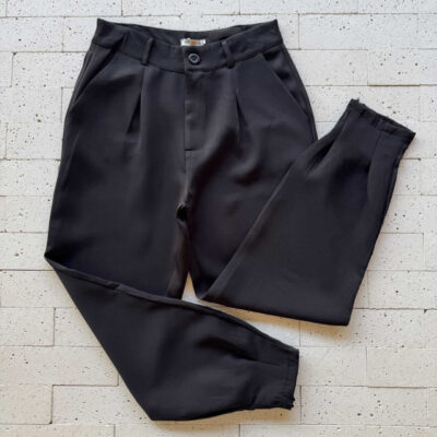 Dondoca_com_br Calca Social Cenoura Com Ziper Na Barra Preta