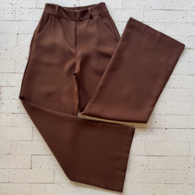 Dondoca_com_br Calca Social Pantalona Lisa Cafe