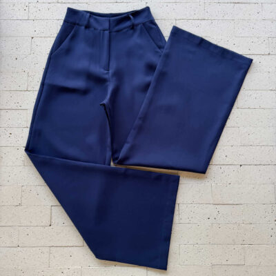 Dondoca_com_br Calca Social Pantalona Lisa Marinho