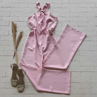 Dondoca_com_br Macacao Alfaiataria Pantalona Detalhe Fivela Gota Rosa