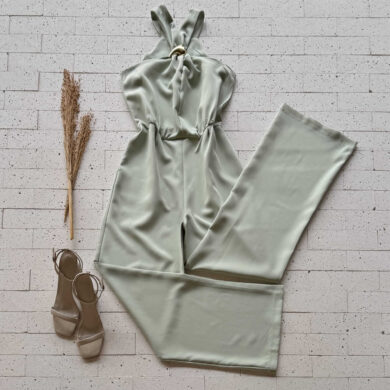 Dondoca_com_br Macacao Alfaiataria Pantalona Detalhe Fivela Gota Verde