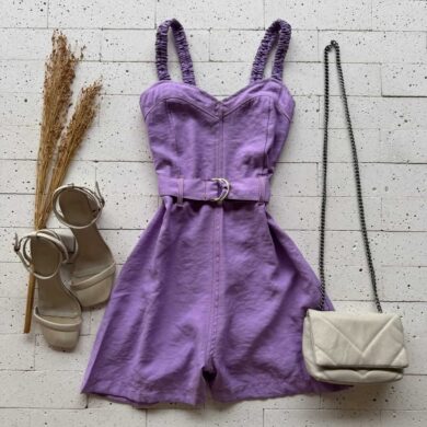 Dondoca_com_br Macaquinho Marrant Alca Drapeada E Cinto Lilas