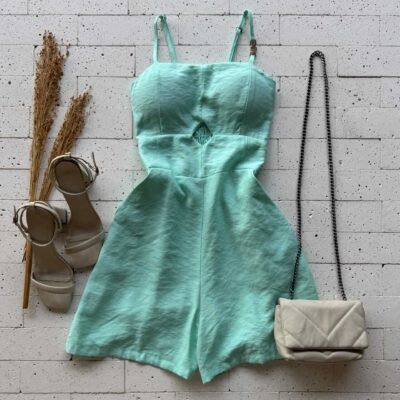 Dondoca_com_br Macaquinho Marrant Detalhe Abertura Na Cintura Menta