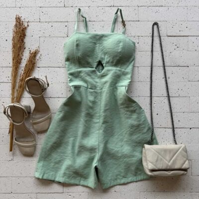 Dondoca_com_br Macaquinho Marrant Detalhe Abertura Na Cintura Verde