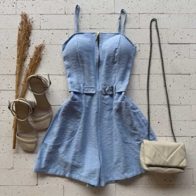 Dondoca_com_br Macaquinho Marrant Detalhe Ziper Azul