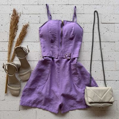 Dondoca_com_br Macaquinho Marrant Detalhe Ziper Lilas