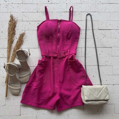 Dondoca_com_br Macaquinho Marrant Detalhe Ziper Pink