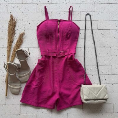 Dondoca_com_br Macaquinho Marrant Detalhe Ziper Pink