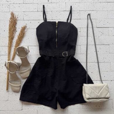 Dondoca_com_br Macaquinho Marrant Detalhe Ziper Preto