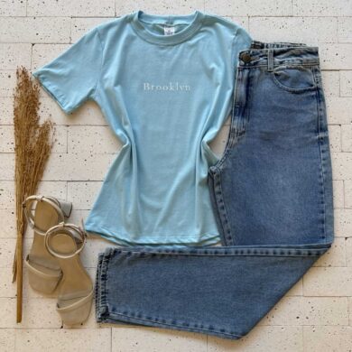 Dondoca_com_br T Shirt Algodao Estampa Brooklyn Azul
