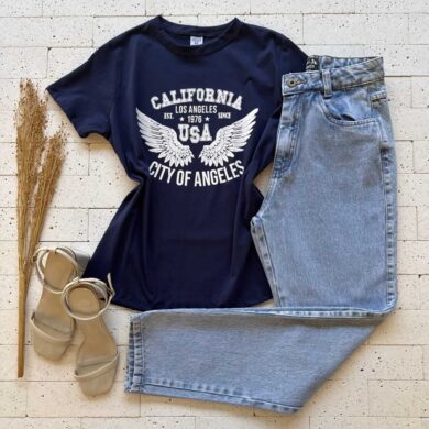 Dondoca_com_br T Shirt Algodao Estampa California City Of Angels Marinho
