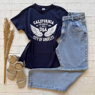 Dondoca_com_br T Shirt Algodao Estampa California City Of Angels Marinho