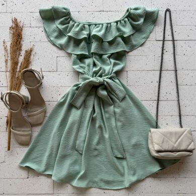 Dondoca_com_br Vestido Ciganinha Com Cinto Faixa Verde