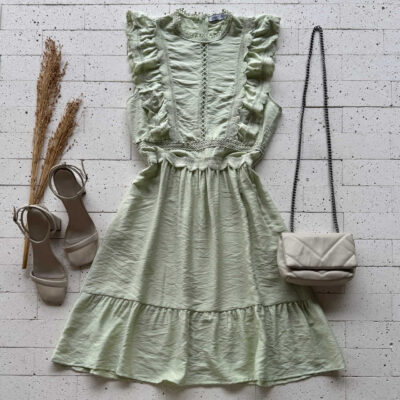 Dondoca_com_br Vestido Detalhe Gripier Ondulado Verde