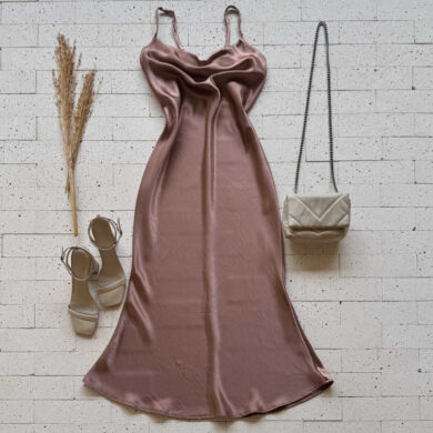 Dondoca_com_br Vestido Midi Alcinha Acetinado Nude