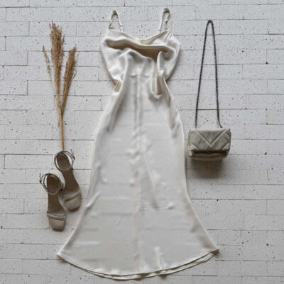 Dondoca_com_br Vestido Midi Alcinha Acetinado Off