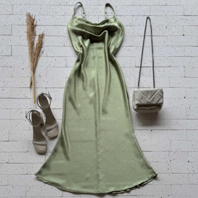 Dondoca_com_br Vestido Midi Alcinha Acetinado Verde