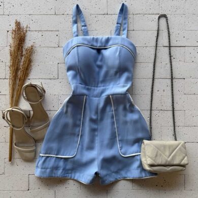 Dondoca_com_br Macaquinho Marrant Detalhe Bicolor Azul