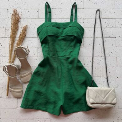 Dondoca_com_br Macaquinho Marrant Detalhe Pregas No Decote Verde