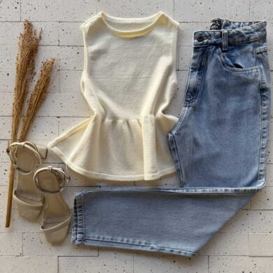 Dondoca_com_br Regata Modal Peplum Sem Decote Off