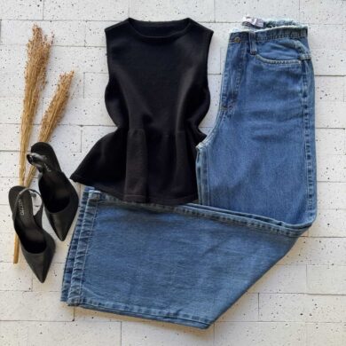 Dondoca_com_br Regata Modal Peplum Sem Decote Preta