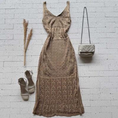 Dondoca_com_br Vestido Trico Midi Detalhado Com Fenda Nude 2