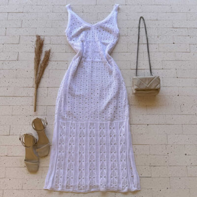 Dondoca_com_br Vestido Trico Midi Detalhe Lurex Com Fenda Off