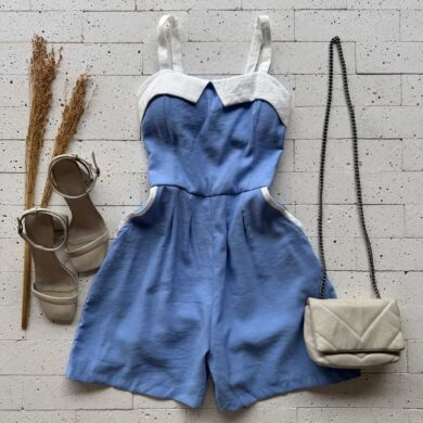 Dondoca_com_br Macaquinho Marrant Bicolor Azul